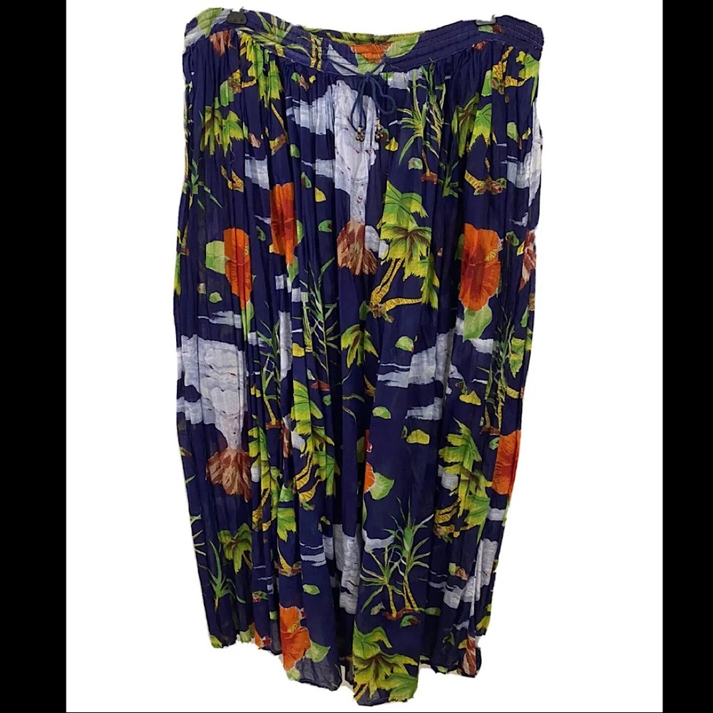 Womens Tropical Hawaiian Size Large Skirt 100% Cotton Swimsuit Cover Hip…